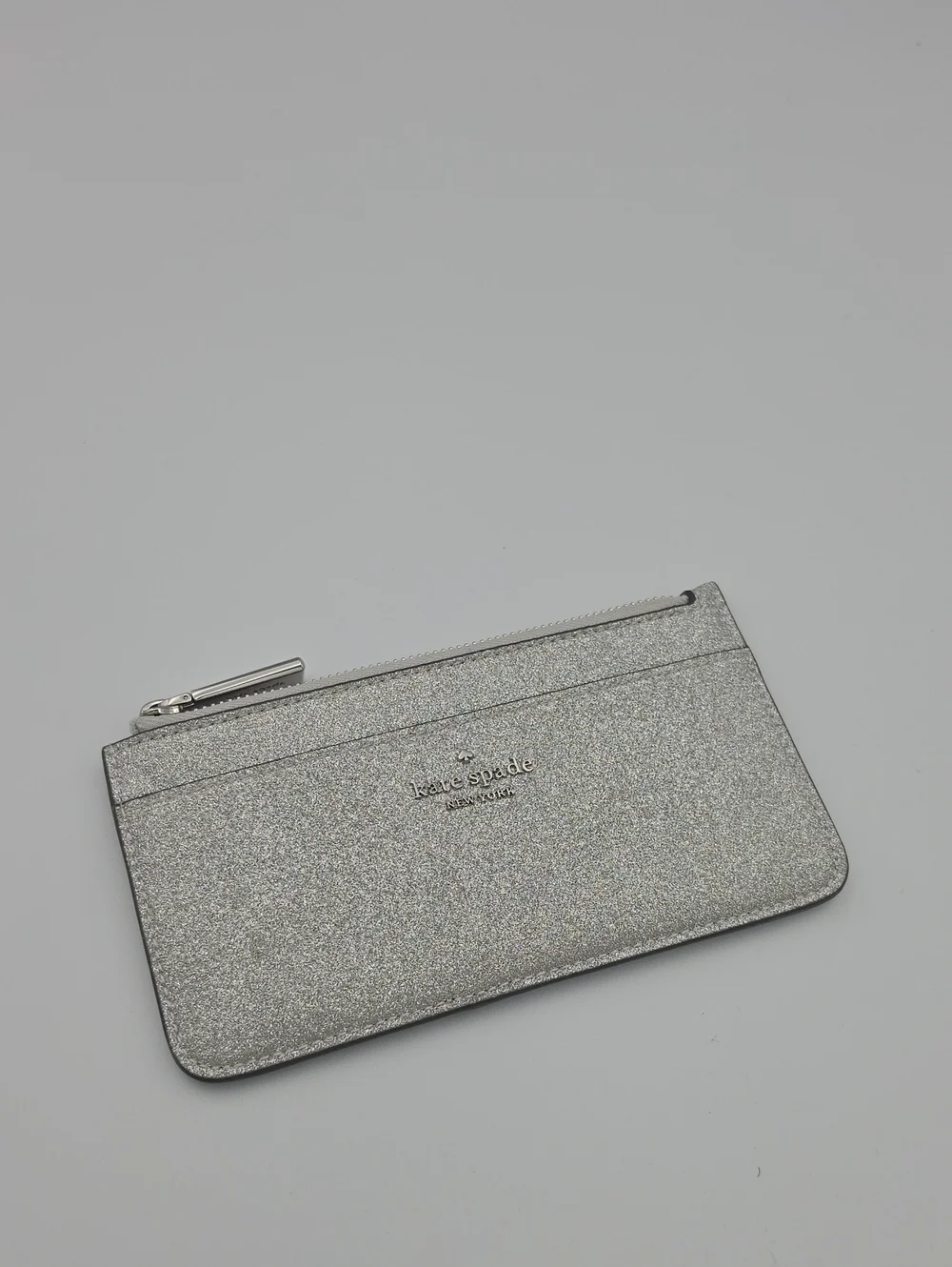kate spade Silver Glitter Zip Card Pouch